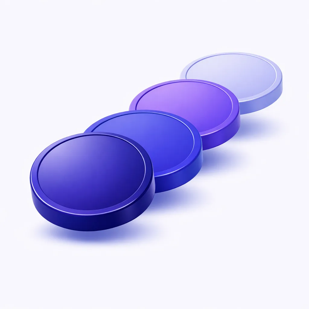 Quatre cryptomonnaies pour un casino sans KYC, quatre jetons en dégradé indigo