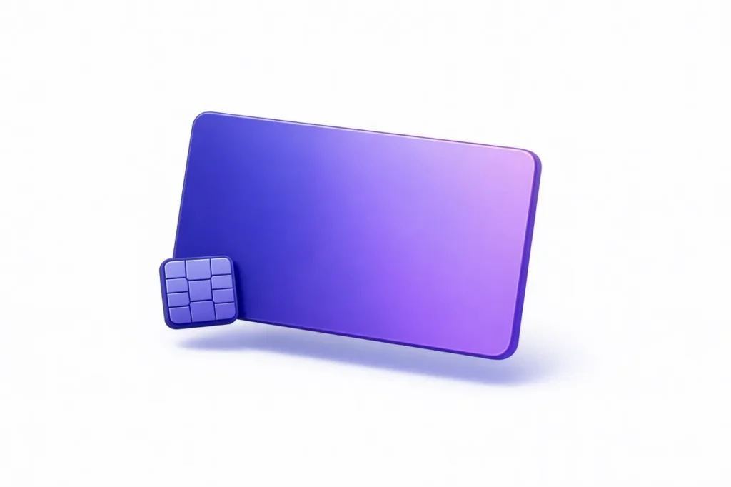 Casino Neosurf sans KYC 2026, ticket prépayé et jeton flottant en rendu 3D indigo violet